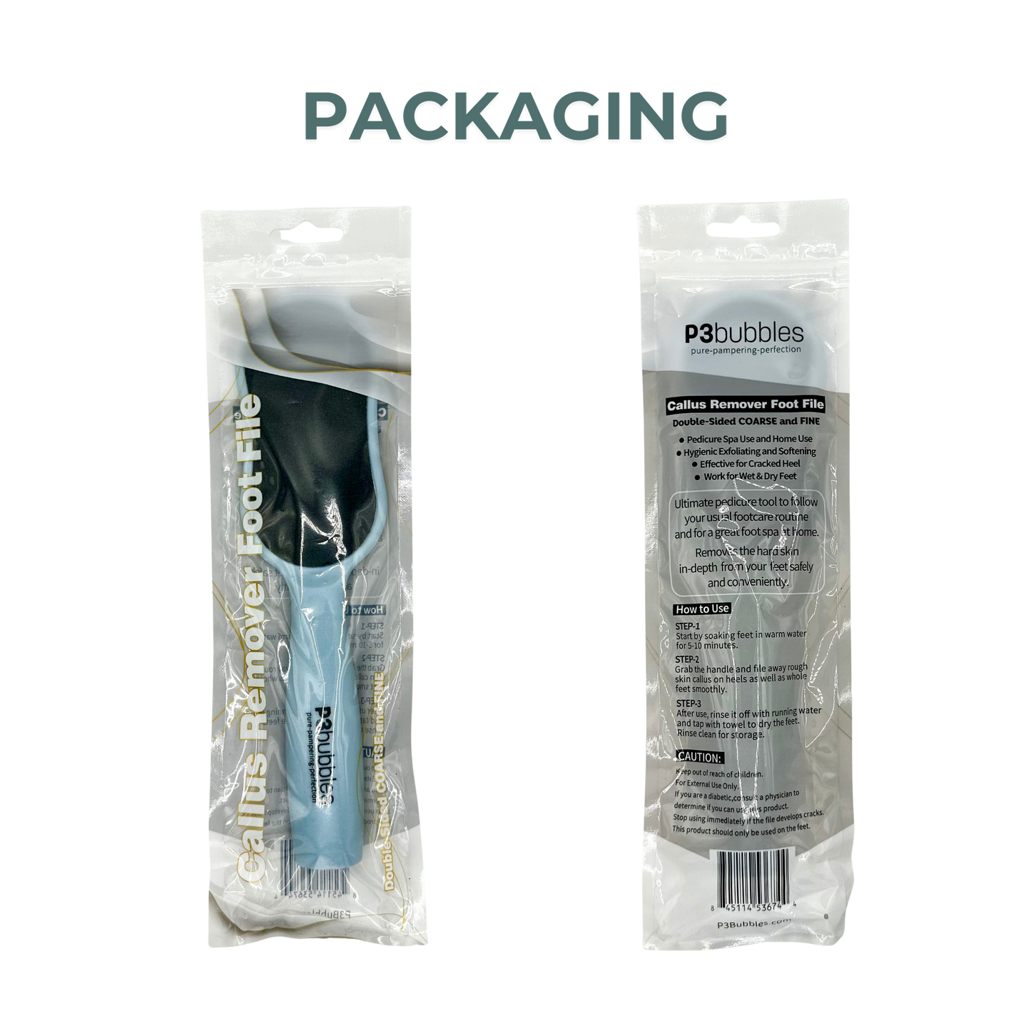 P3bubbles Callus Remover Foot File Doulbe-Sided