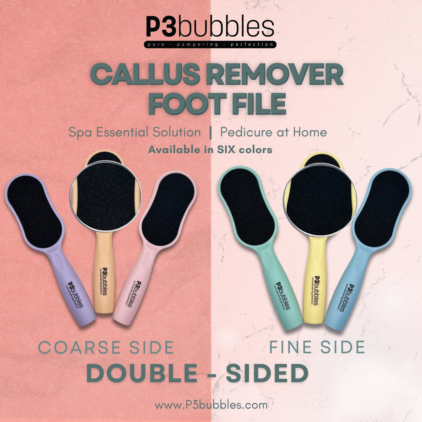 P3bubbles Callus Remover Foot File Doulbe-Sided